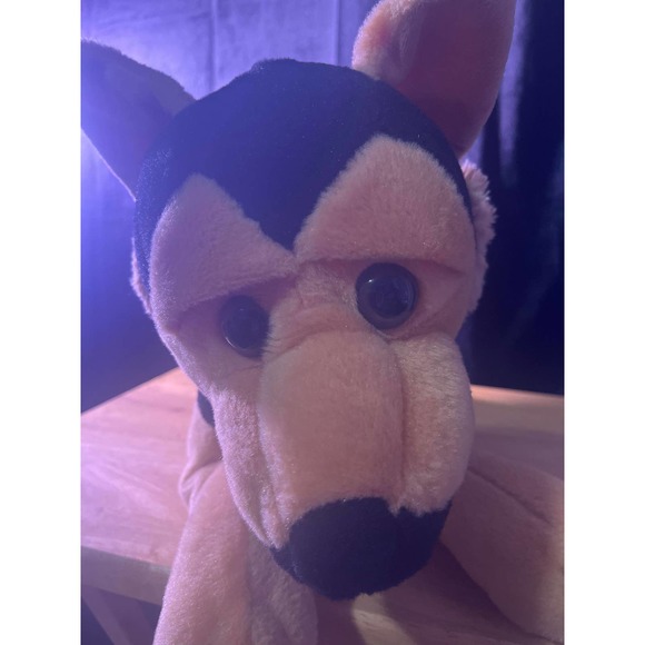 Black and Tan German Shepherd Plush Puppy Dog Laying Down 18" Long - Picture 5 of 6